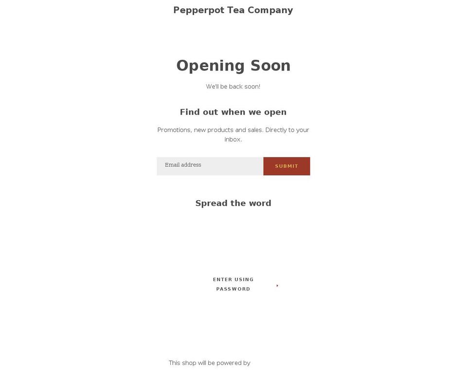 pepperpottea.com shopify website screenshot