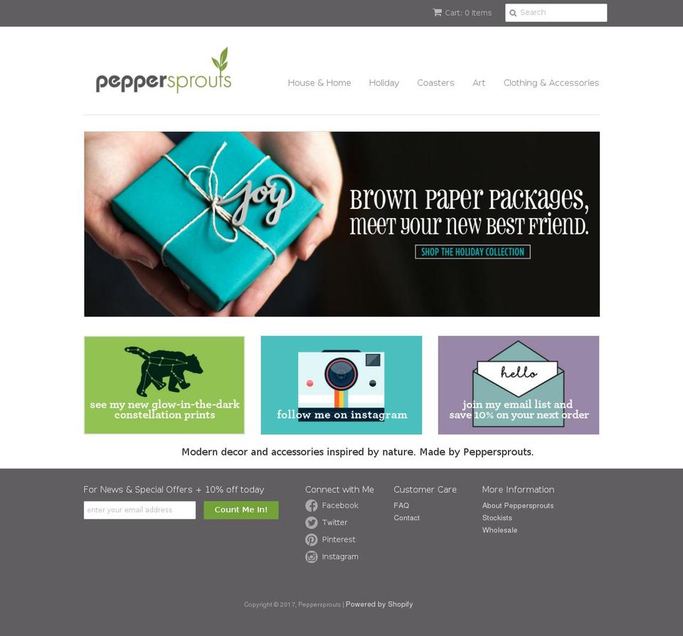 peppersproutdesigns.com shopify website screenshot