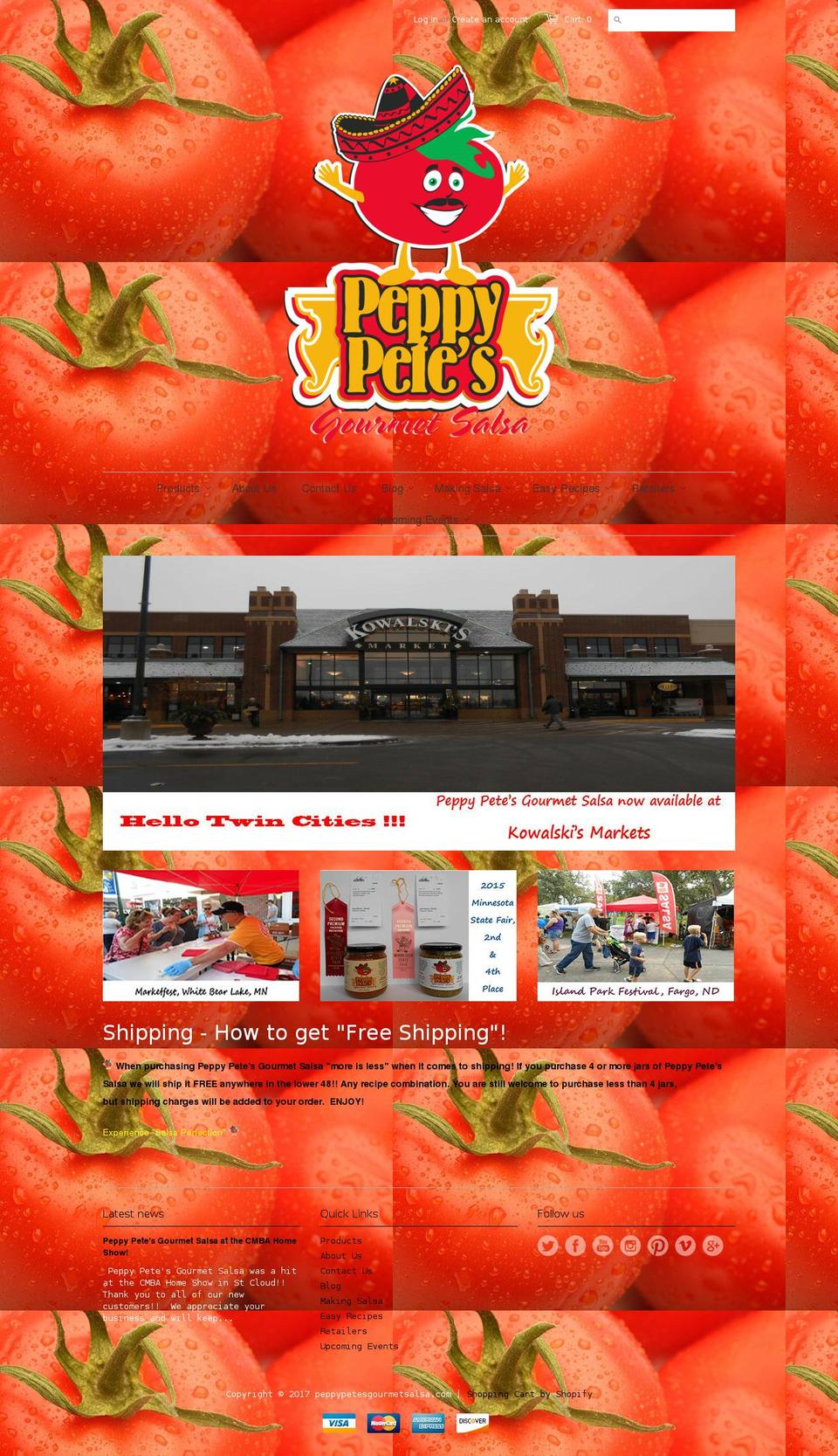 peppypetesgourmetsalsa.com shopify website screenshot