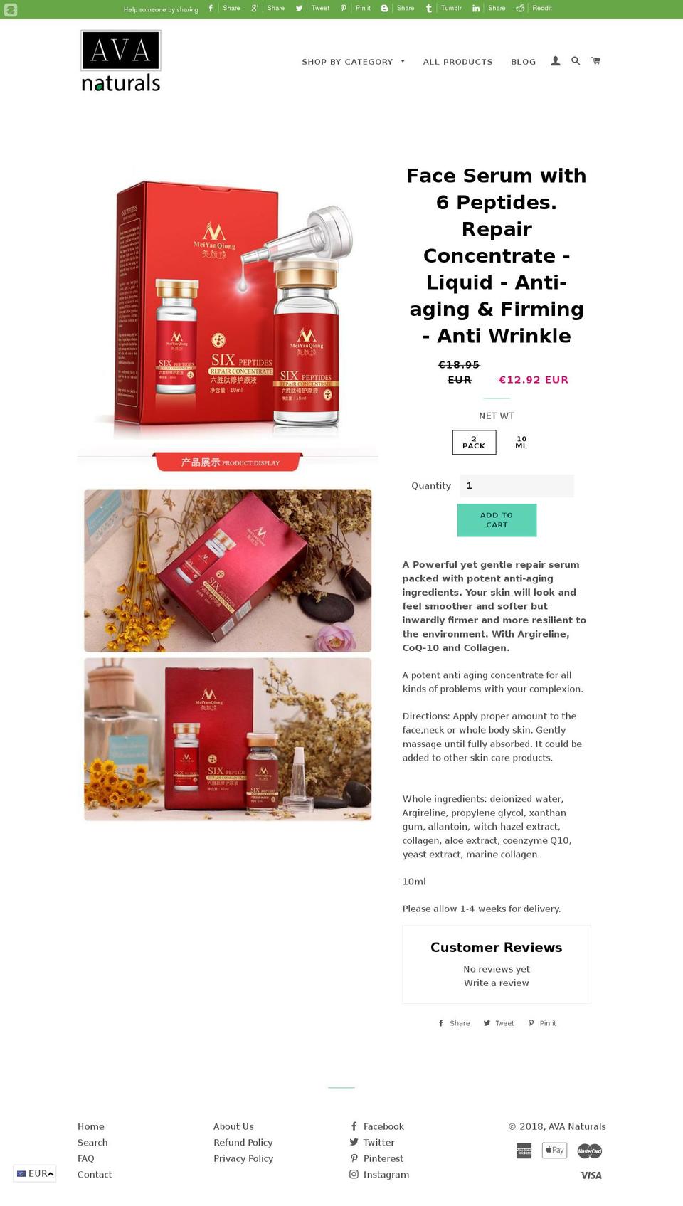 peptides4skin.com — Shopify storefront screenshot