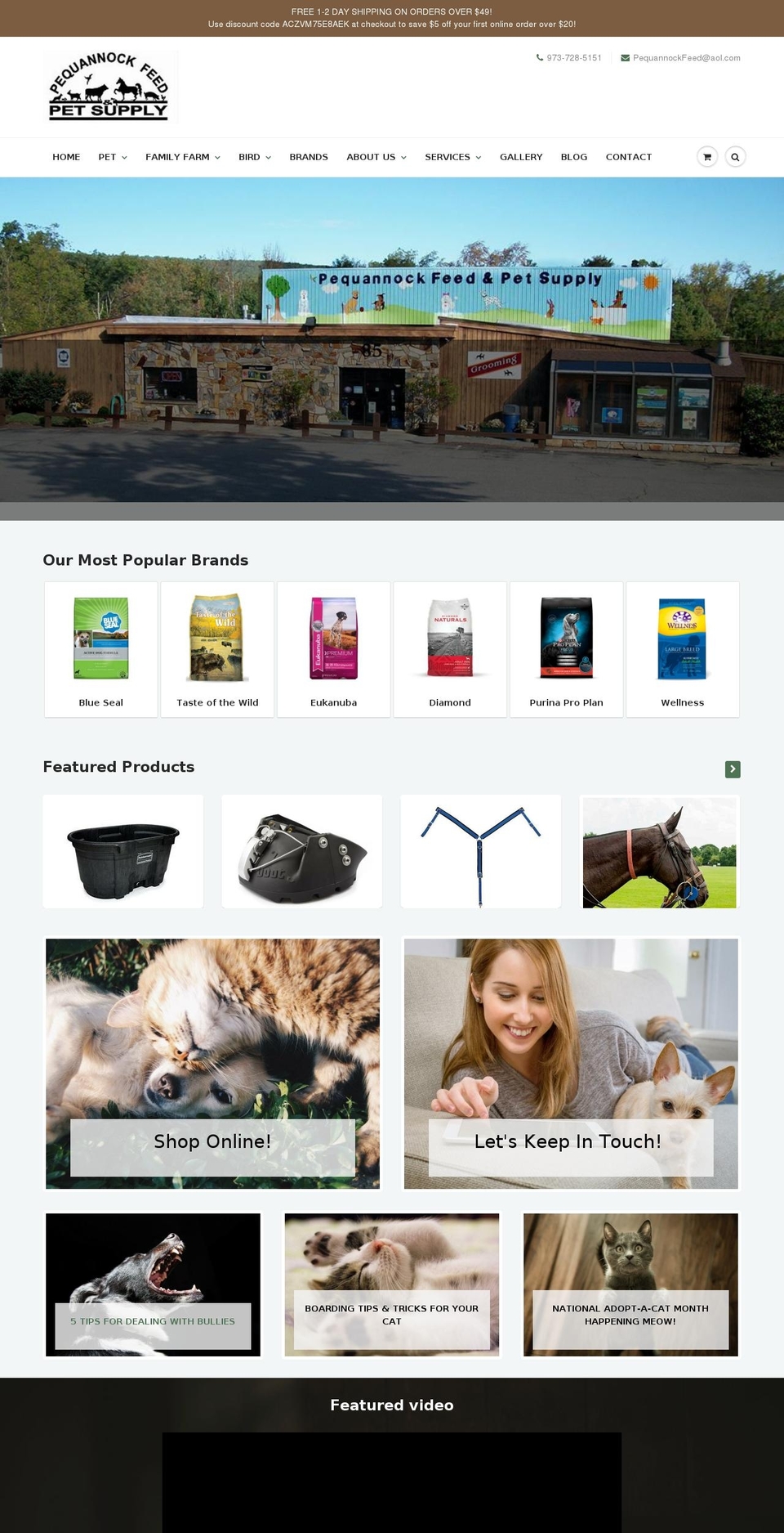 pequannockfeed.com shopify website screenshot