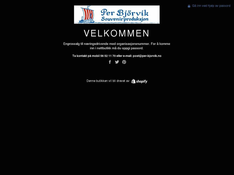 per-bjorvik.no shopify website screenshot