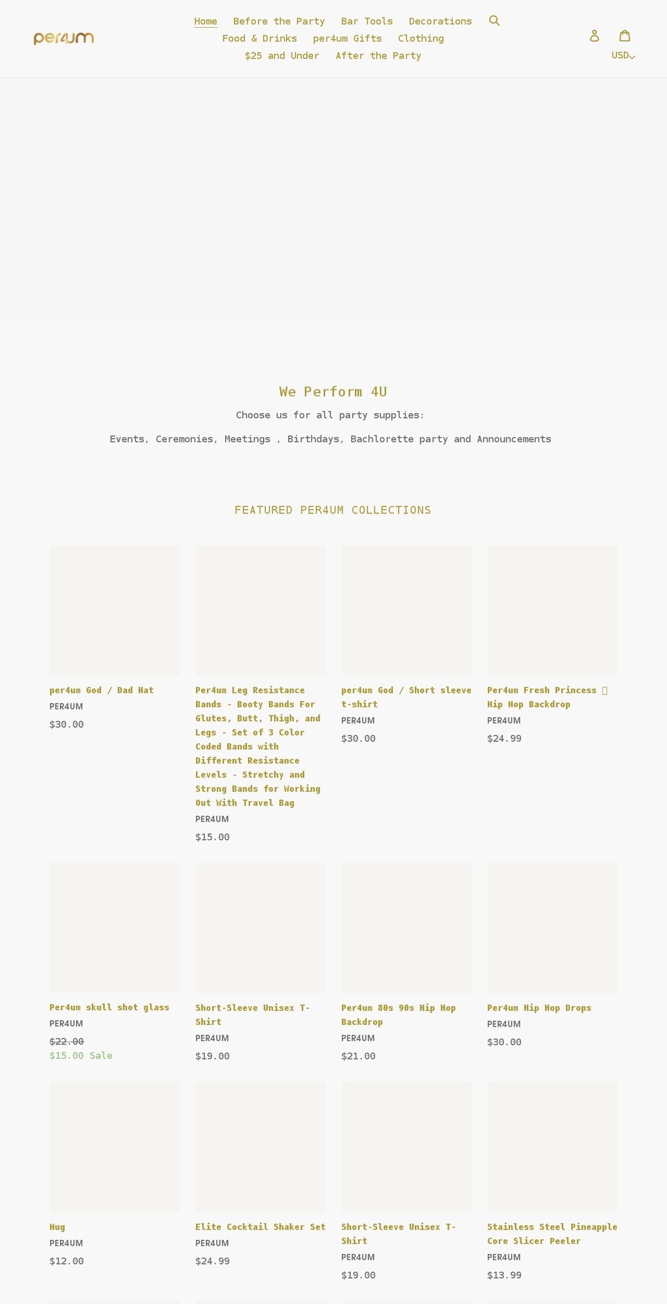 per4um.com shopify website screenshot