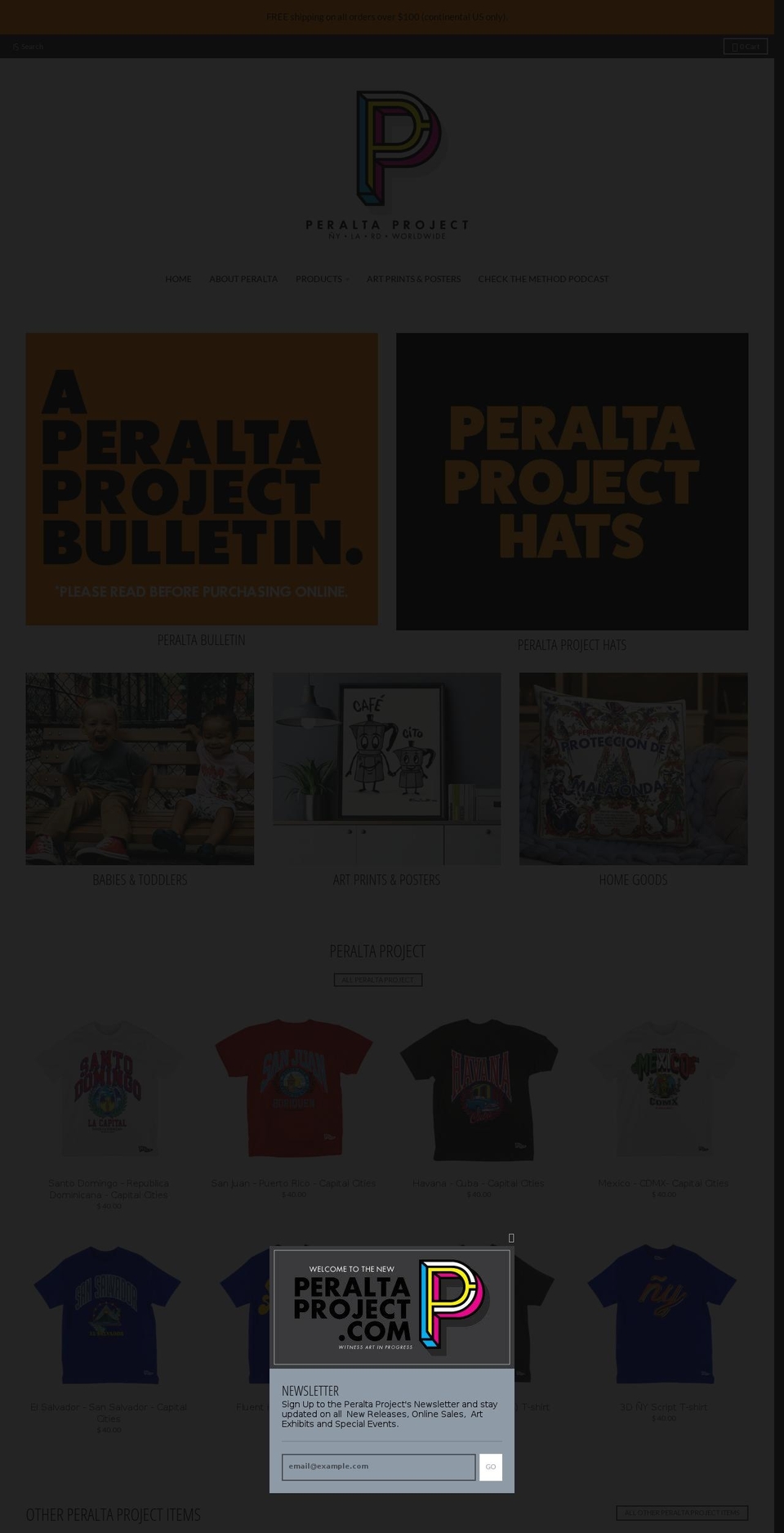 peraltaproject.myshopify.com shopify website screenshot