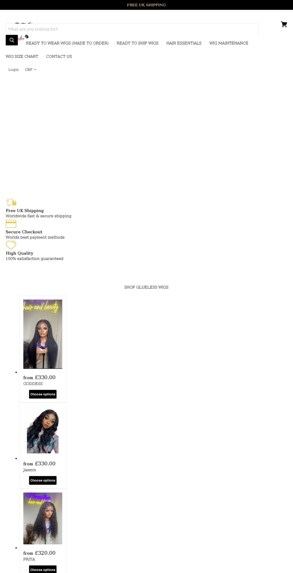 perceptionhairandbeauty.com shopify website screenshot