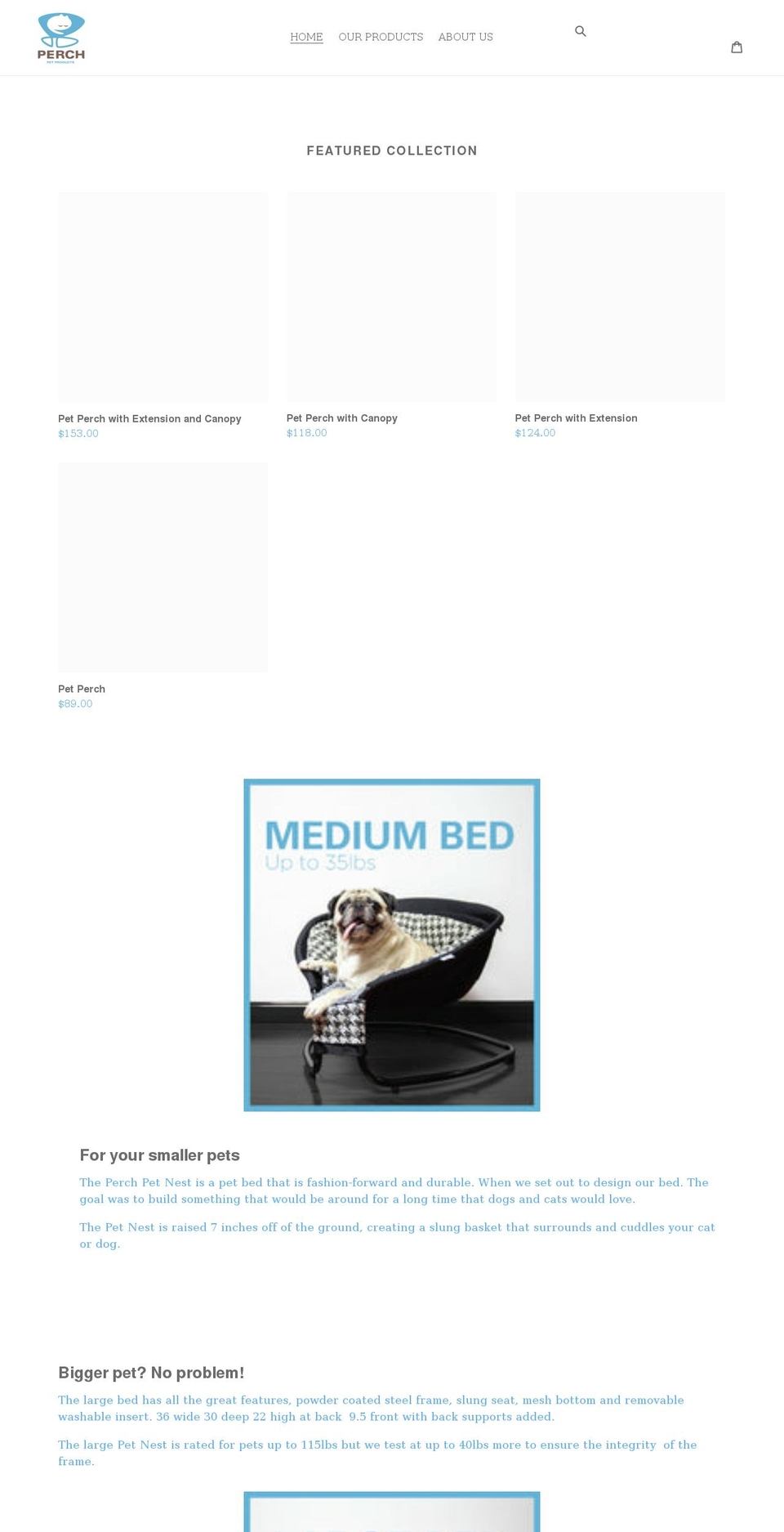 perchforpets.com shopify website screenshot