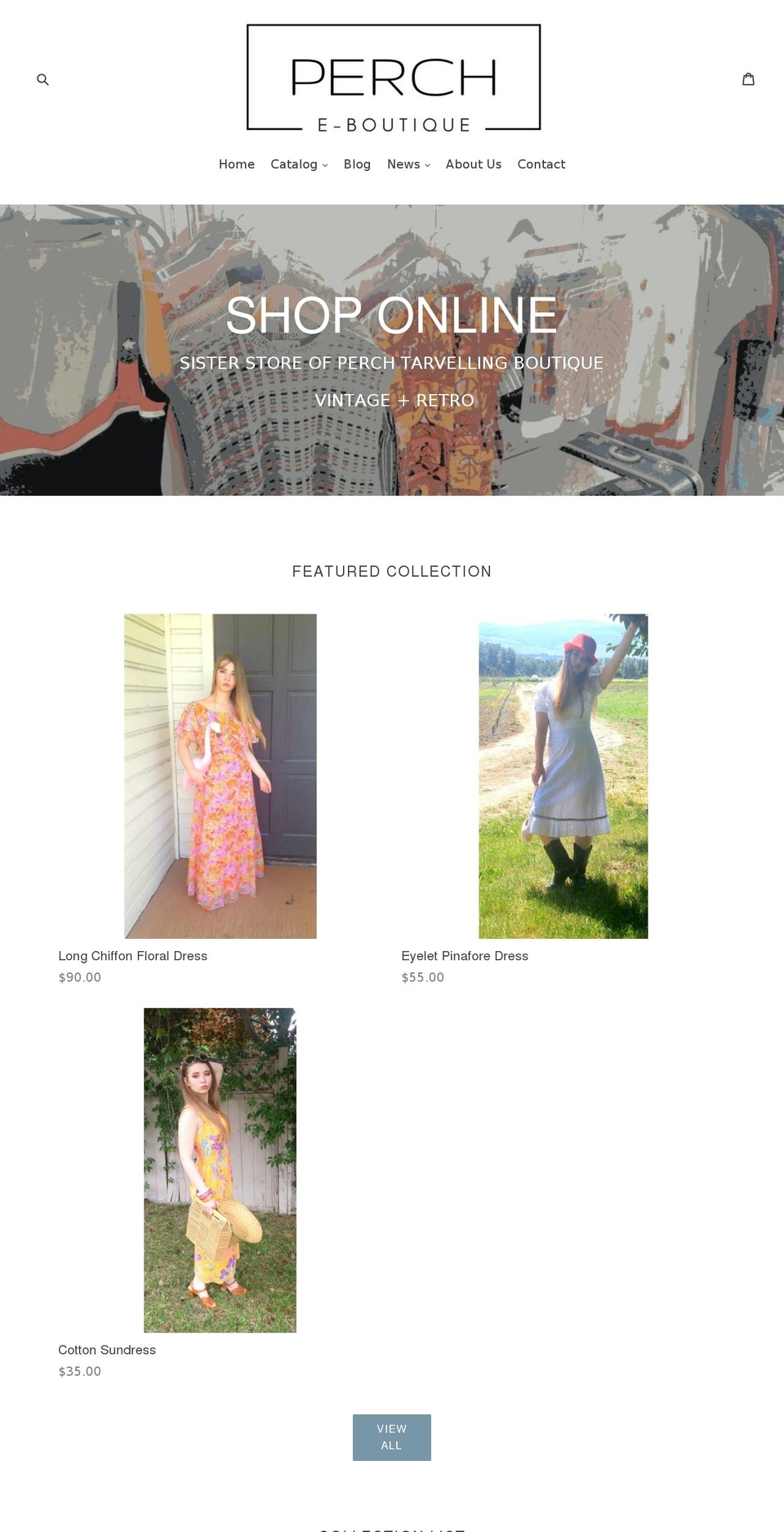 perchtravellingboutique.com — Shopify storefront screenshot