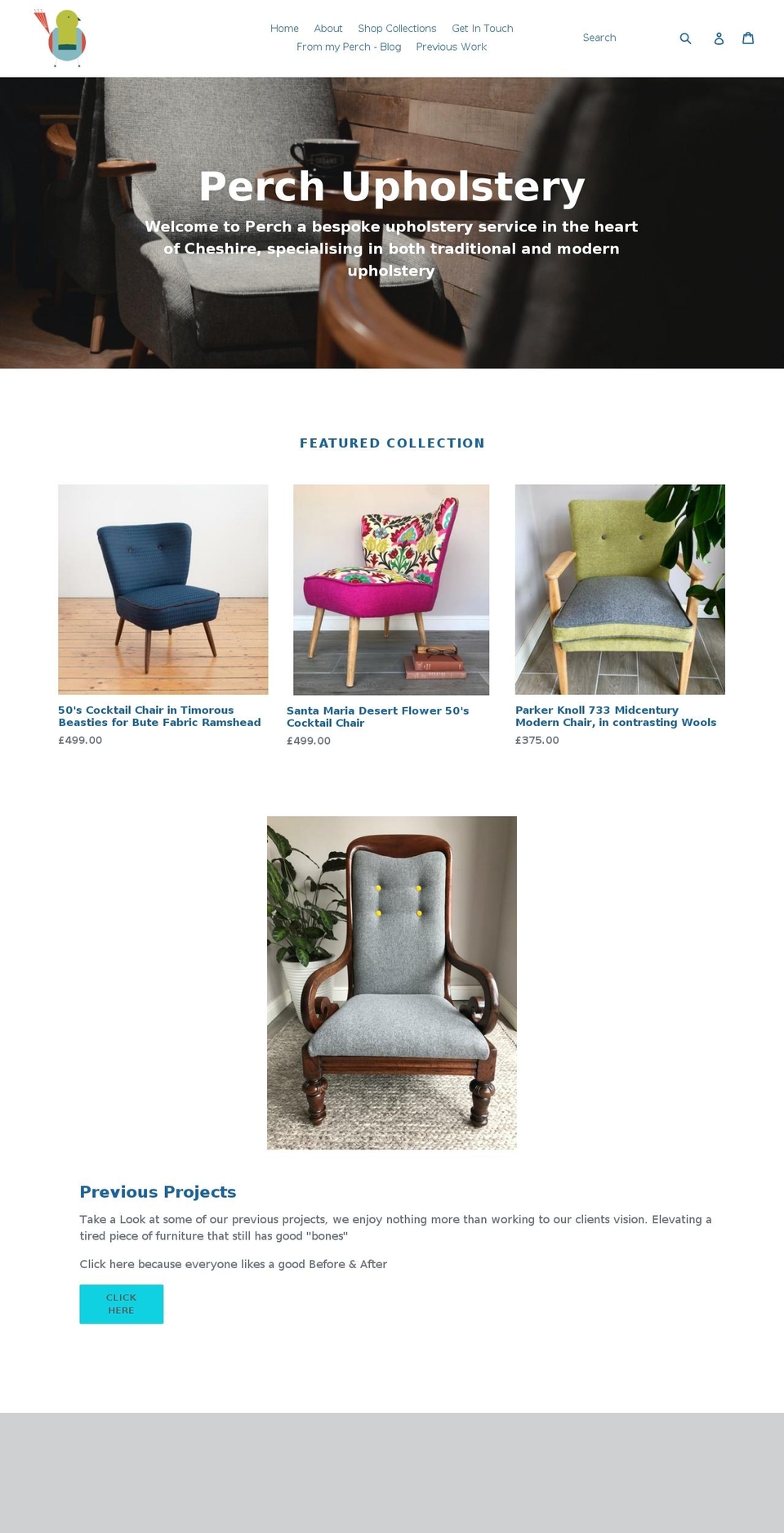 perchupholstery.com — Shopify storefront screenshot