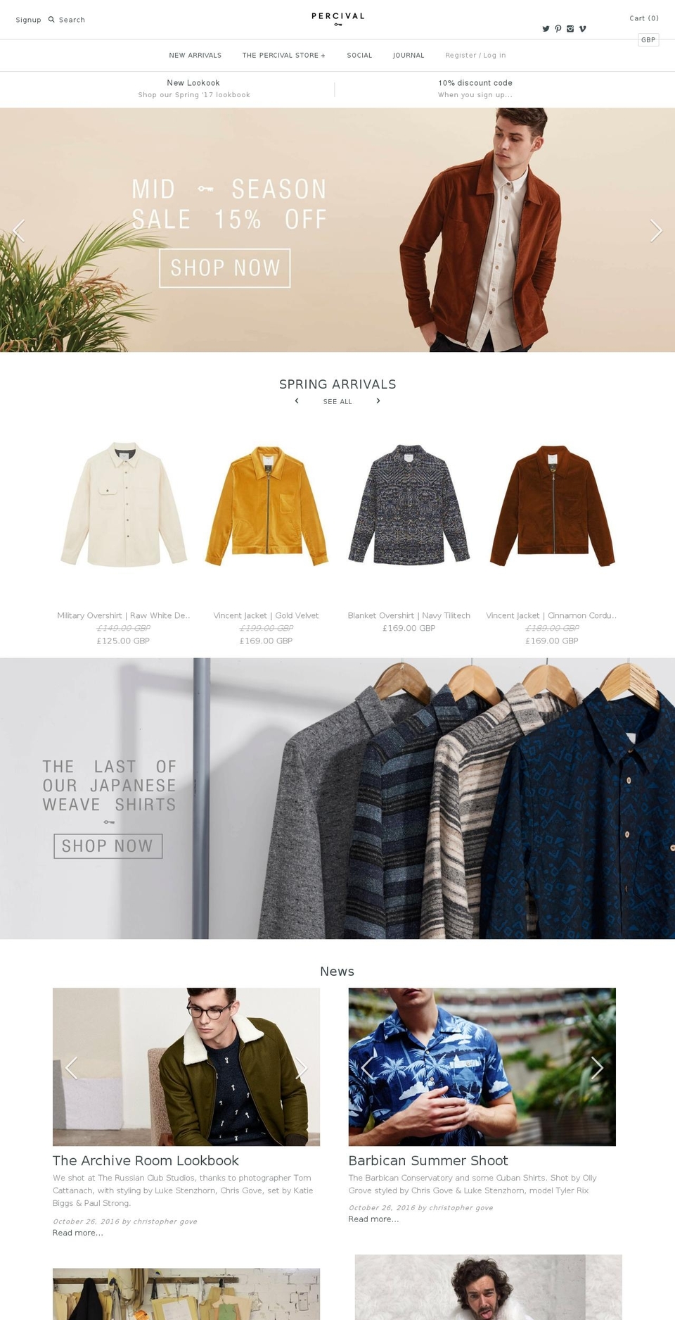 percivalclo.com shopify website screenshot