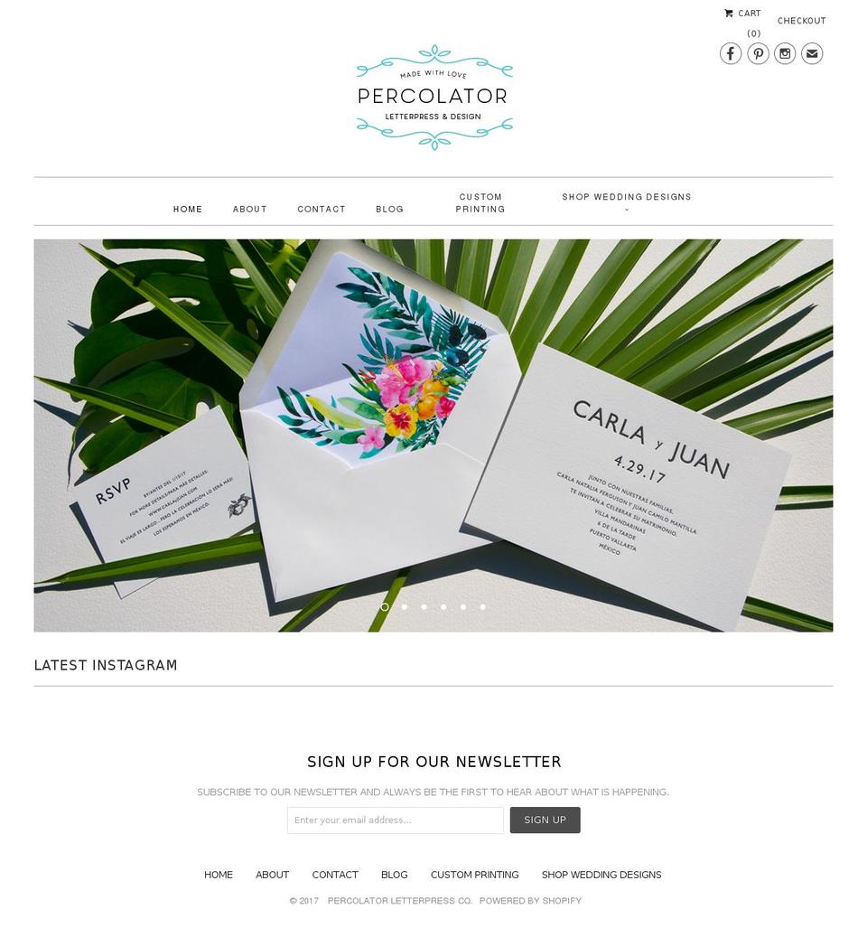 percolatorpress.com shopify website screenshot