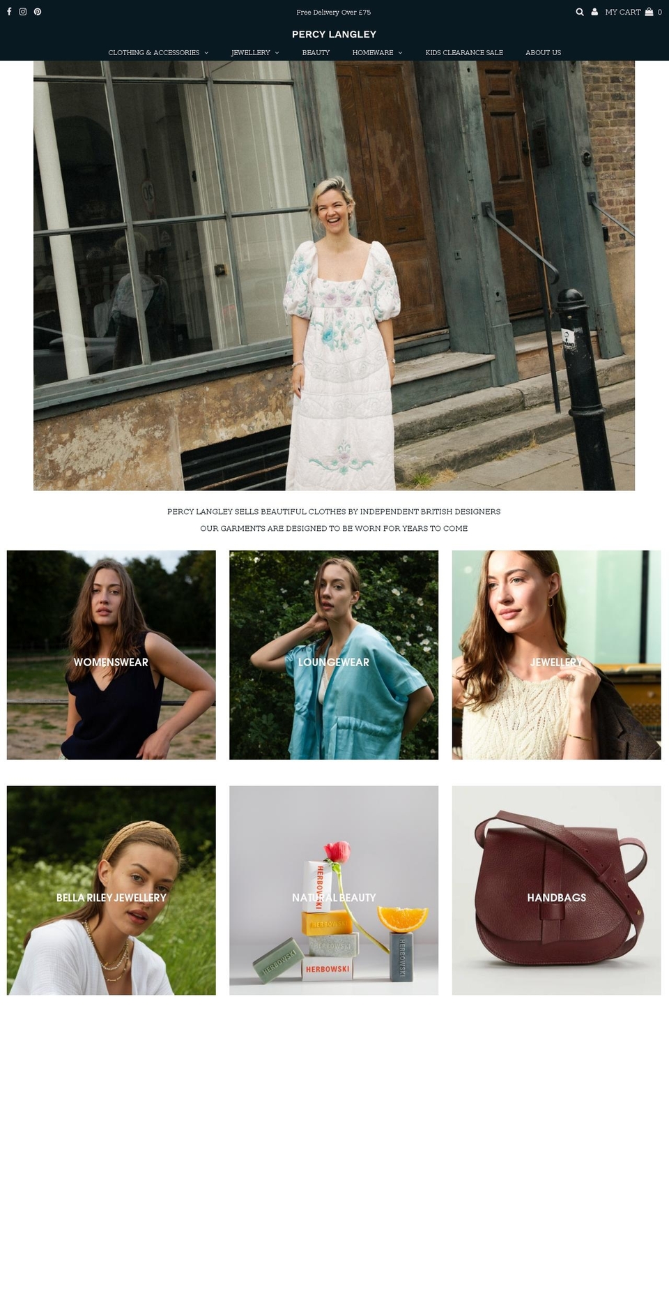 percylangley.com shopify website screenshot