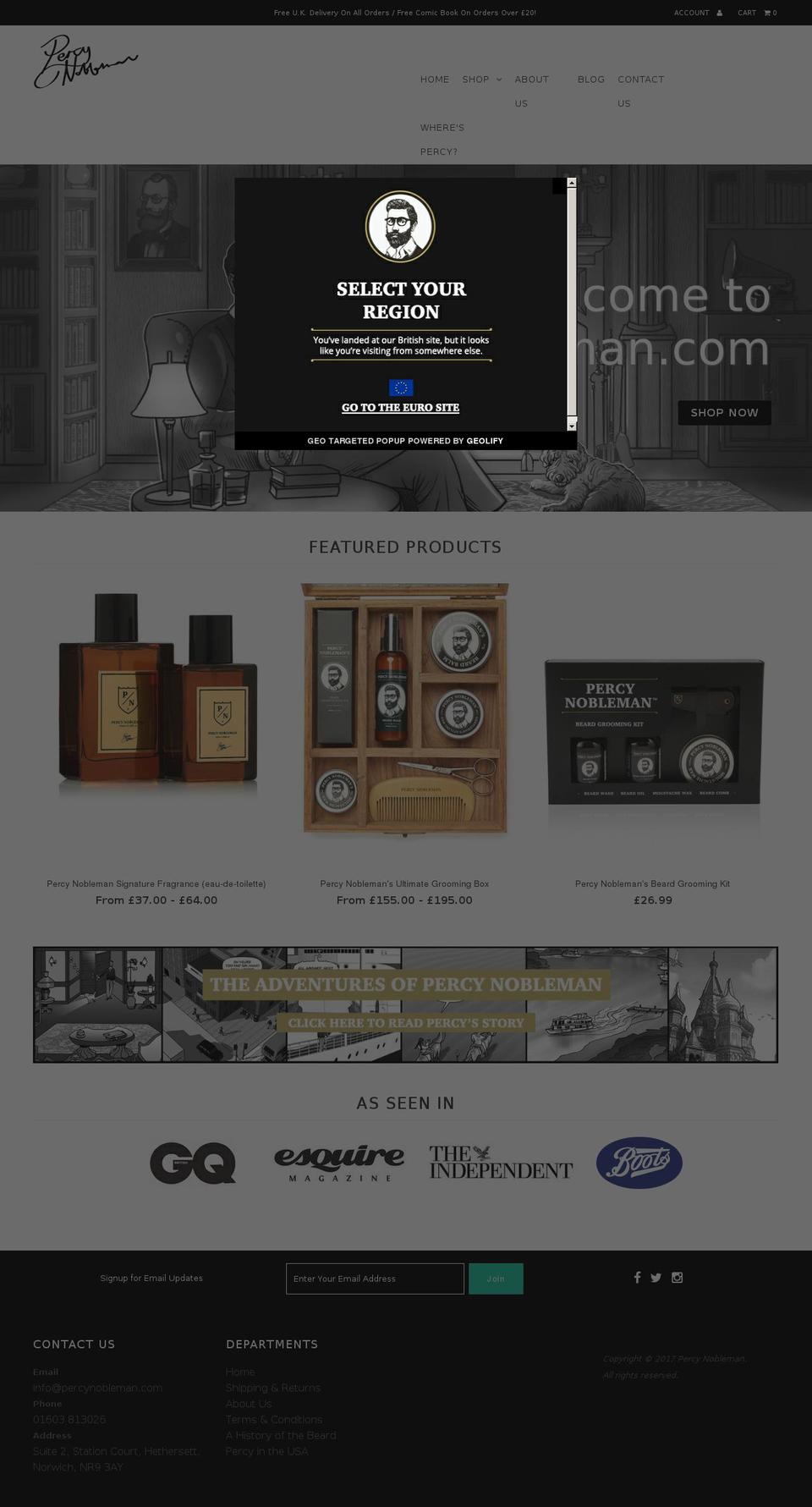 percynobleman.com shopify website screenshot