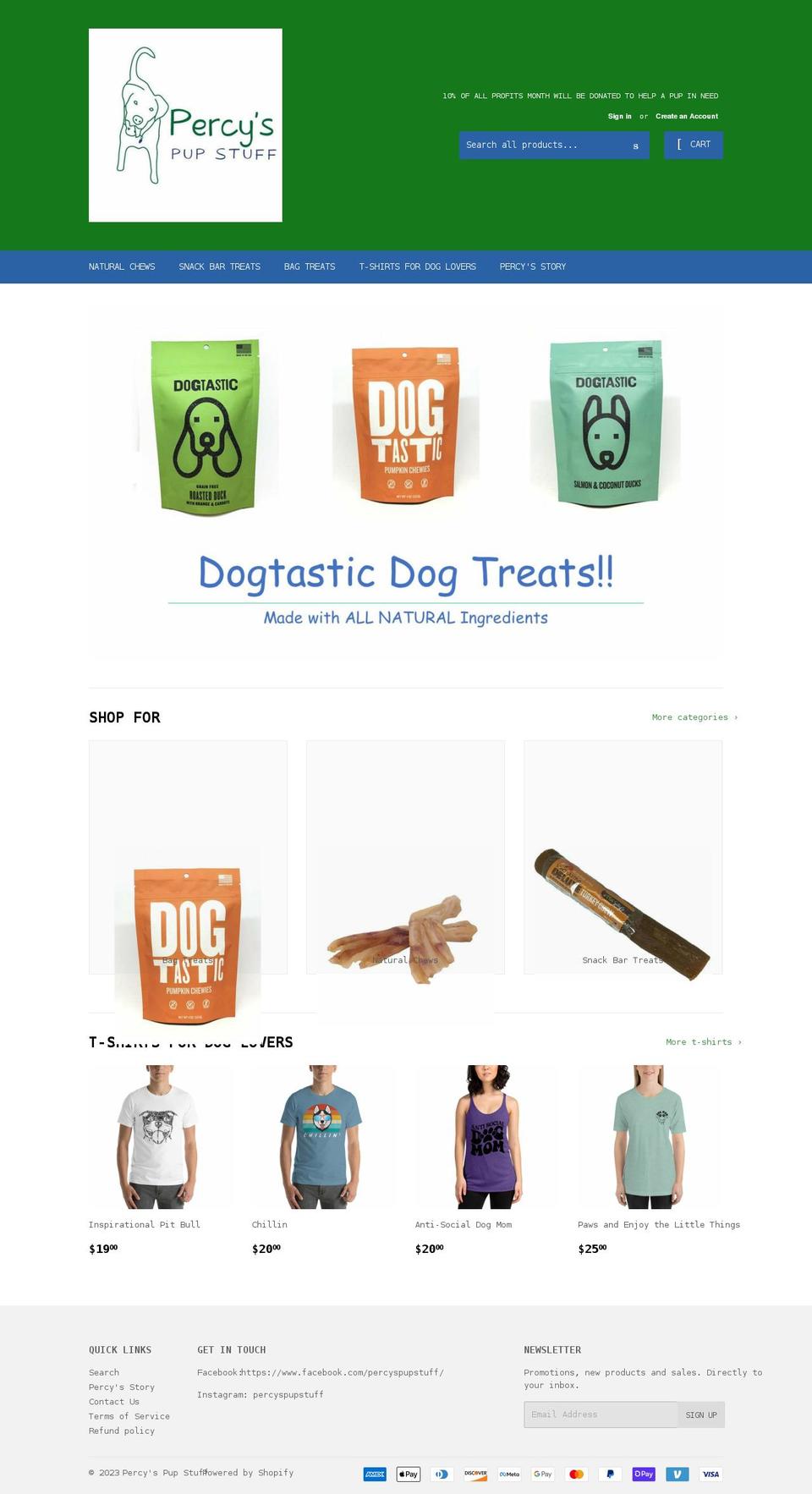 percyspupstuff.com shopify website screenshot