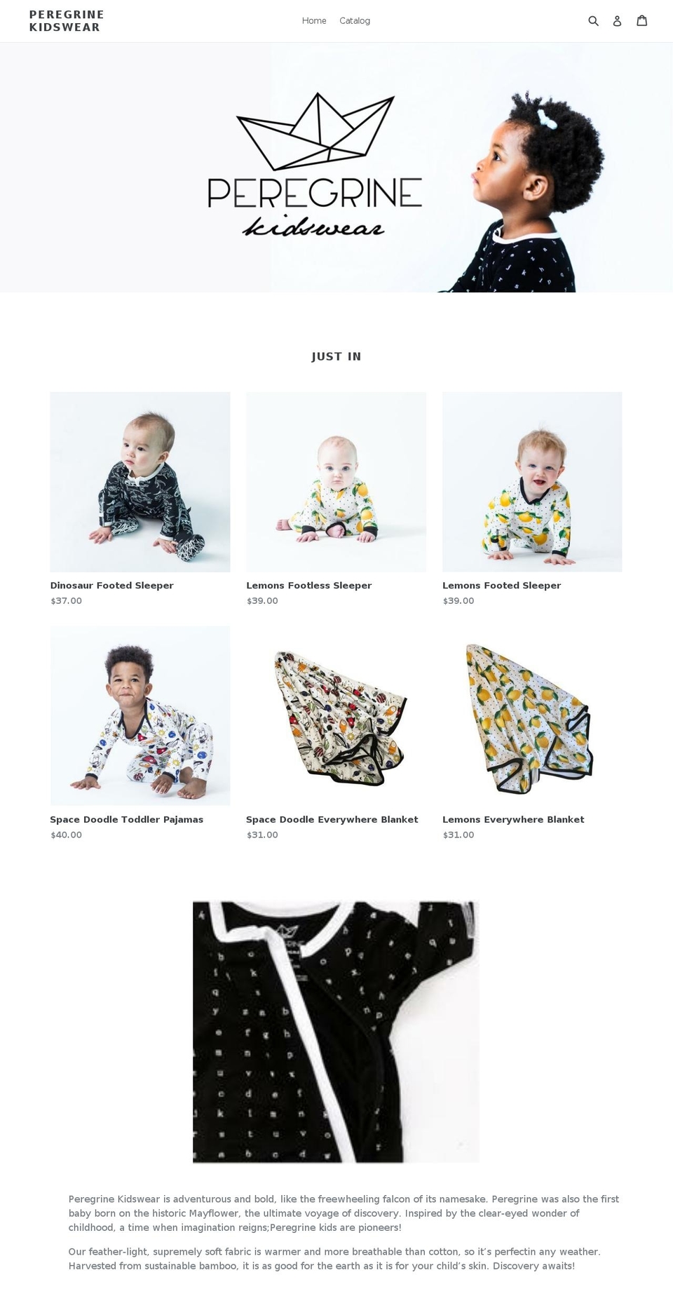 peregrinekidswear.com — Shopify storefront screenshot