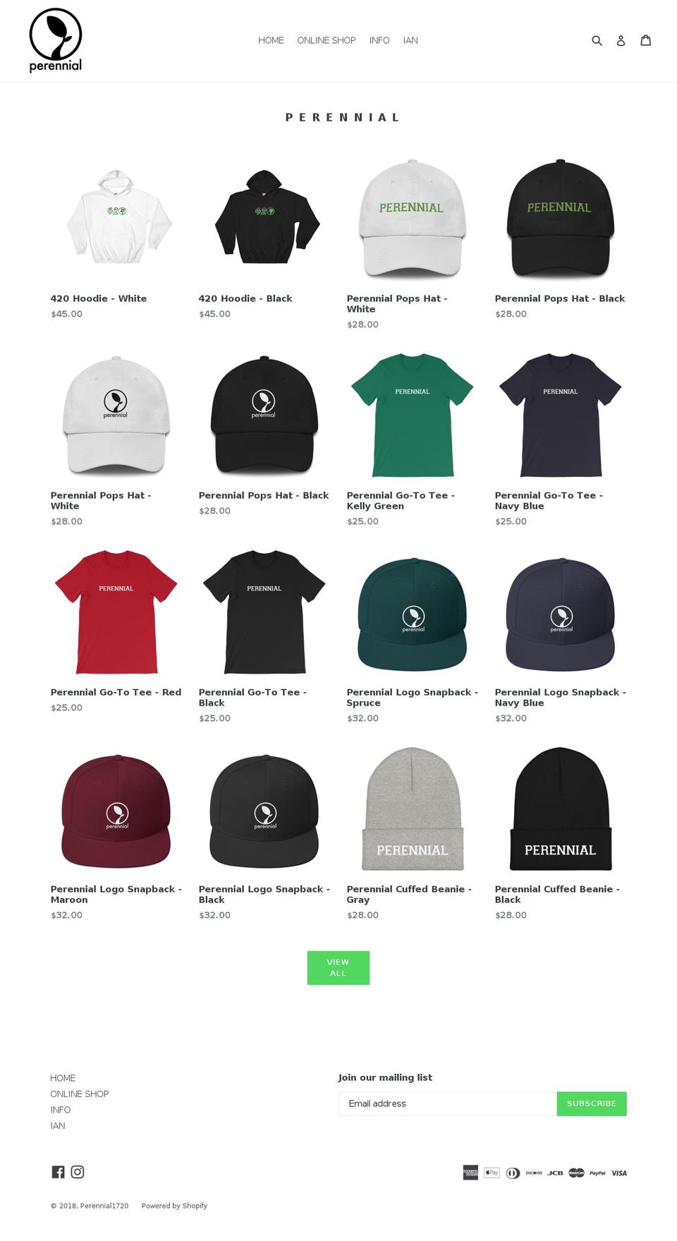 perennial1720.com — Shopify storefront screenshot