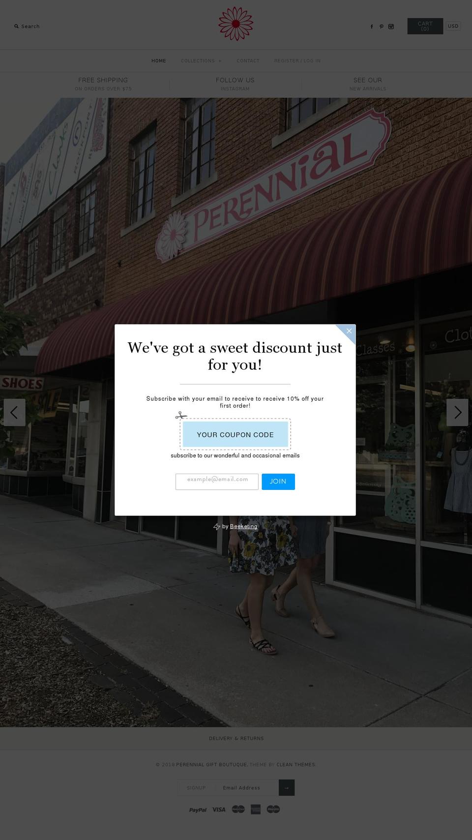 perennialgiftboutique.com shopify website screenshot