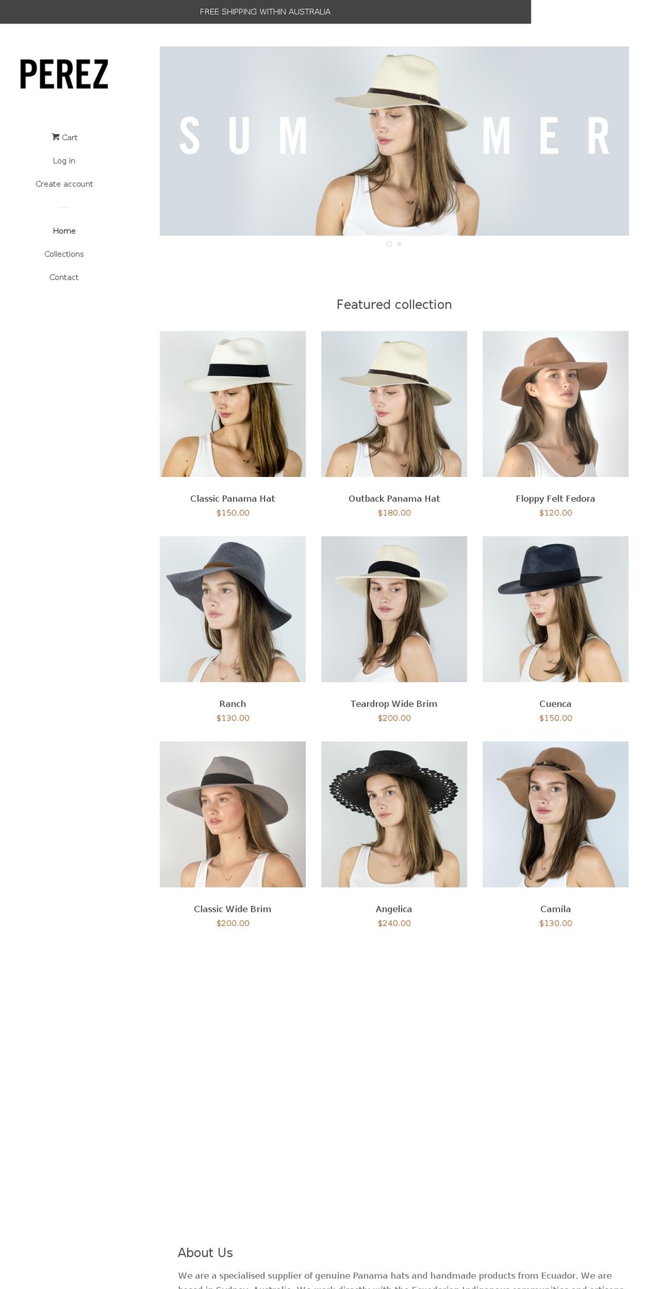 pereztrading.com.au shopify website screenshot