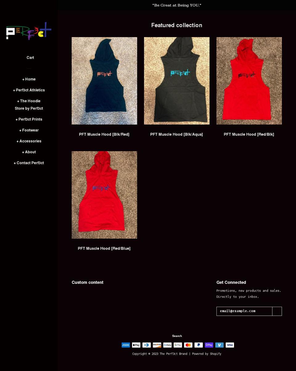 perf3ct.com shopify website screenshot