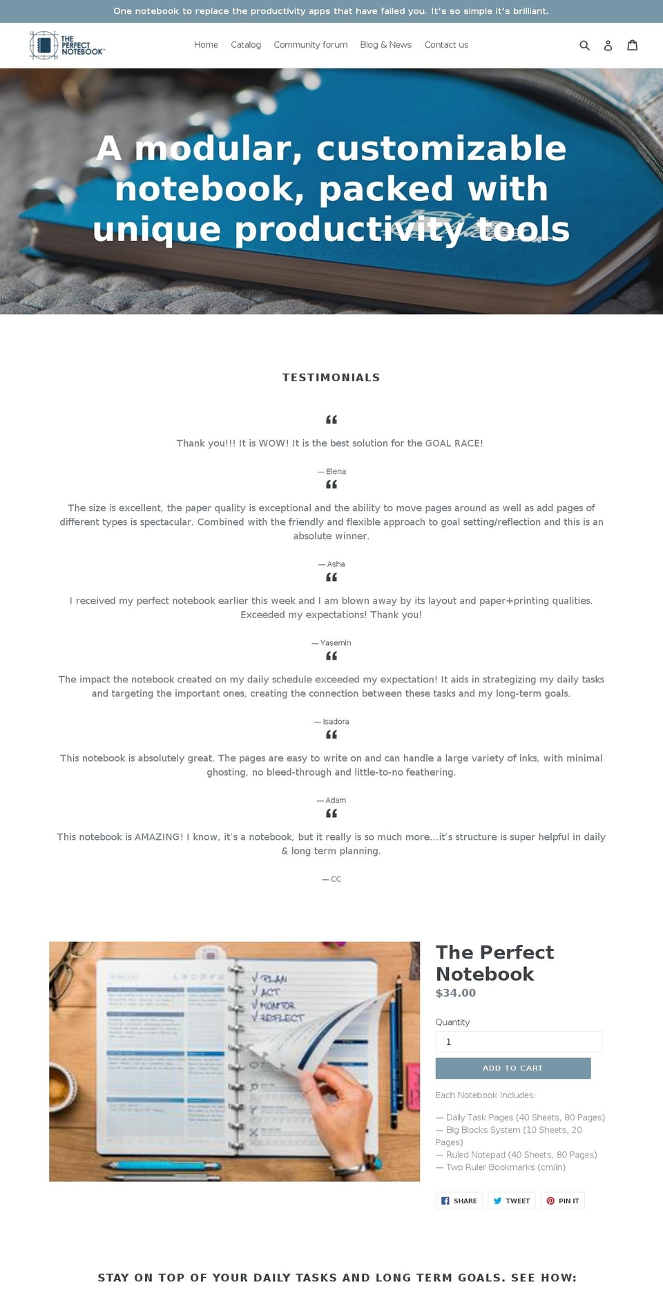 perfect-notebook.com shopify website screenshot