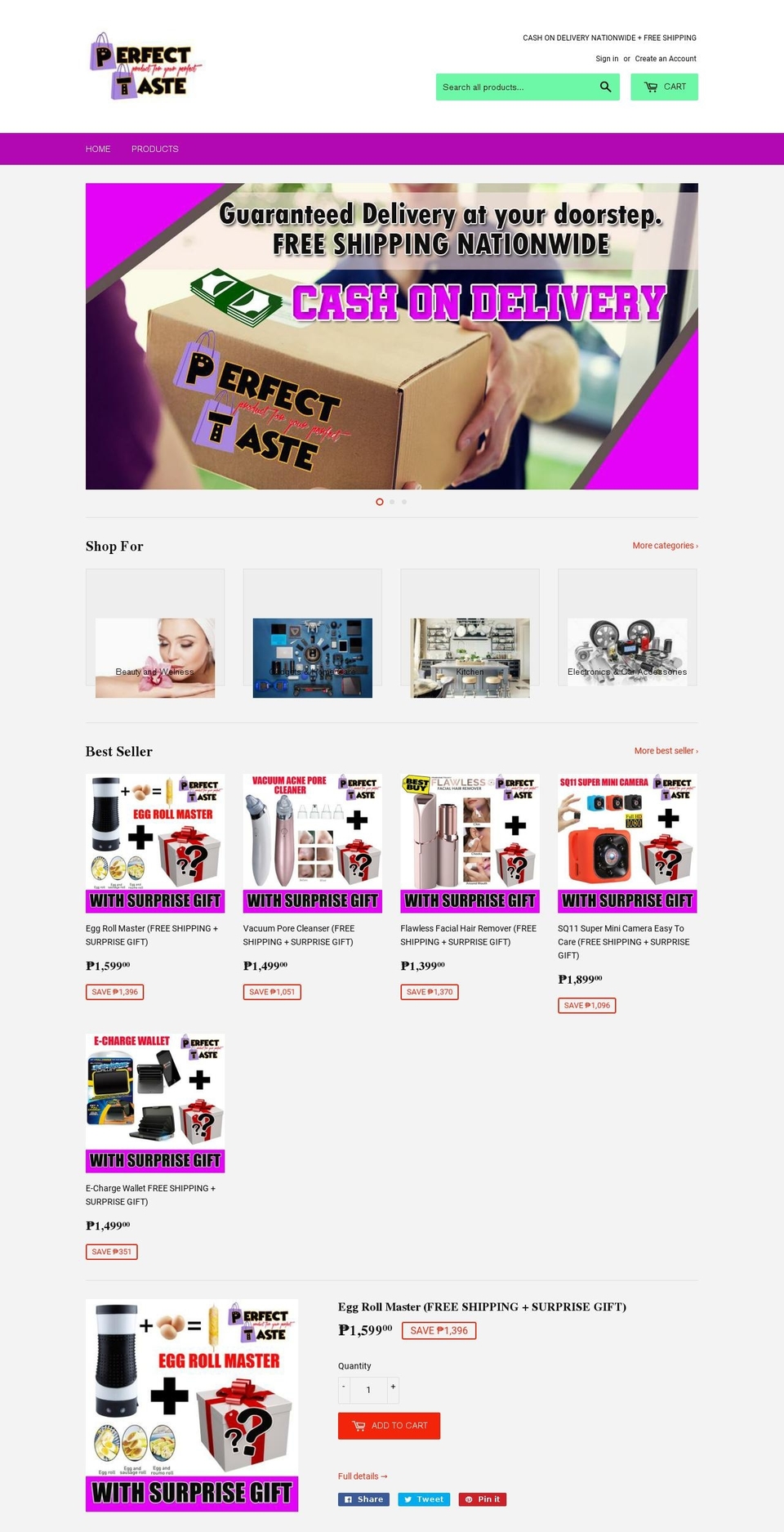 perfectaste.com — Shopify storefront screenshot