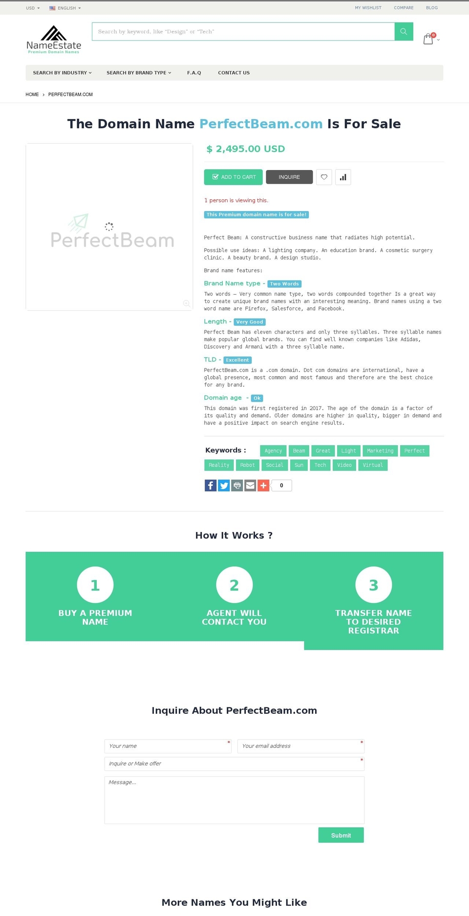 perfectbeam.com shopify website screenshot