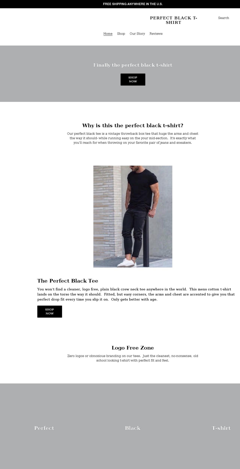 perfectblacktshirt.com shopify website screenshot