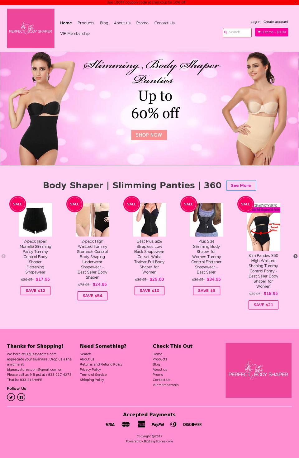 perfectbodyshaper.com shopify website screenshot