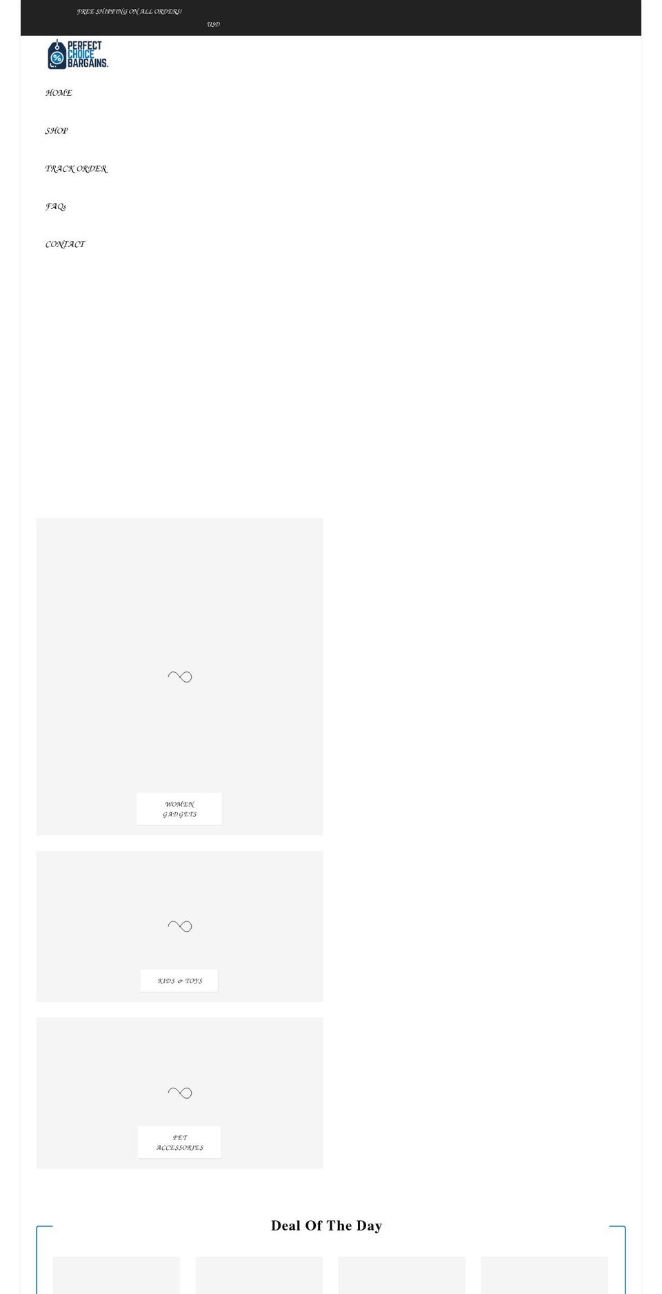 perfectchoicebargains.com shopify website screenshot