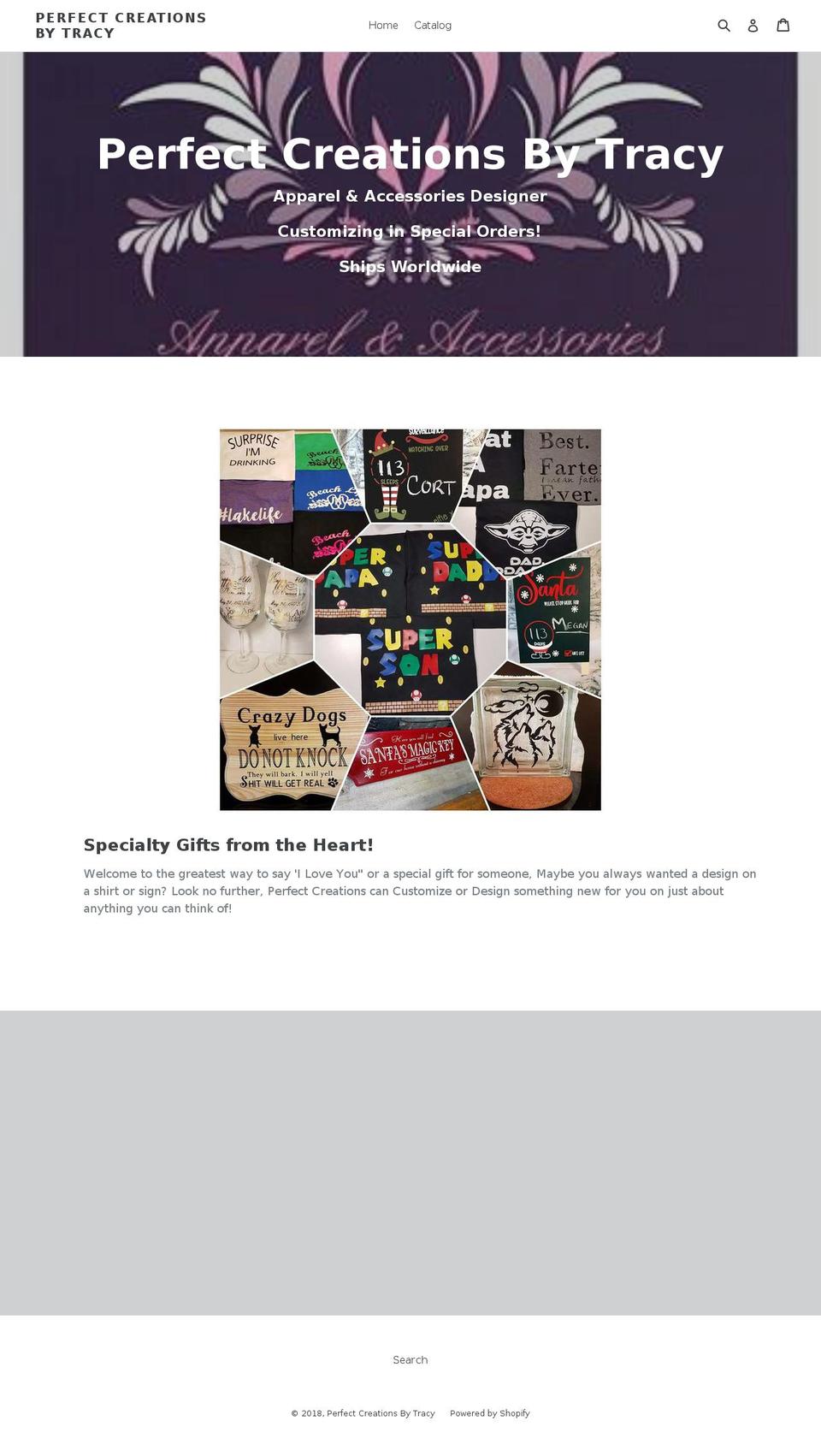 perfectcreationsbytracy.com — Shopify storefront screenshot