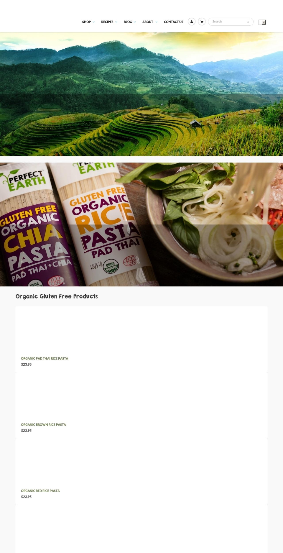 perfectearthfoods.us shopify website screenshot