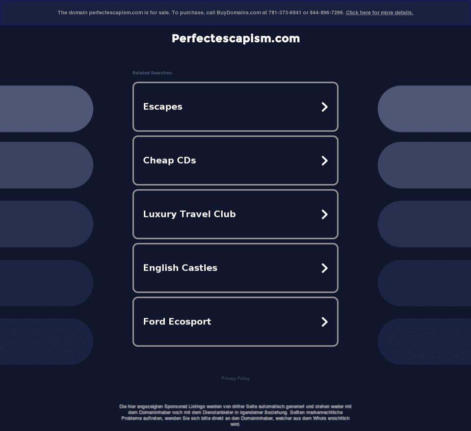 perfectescapism.com — Shopify storefront screenshot