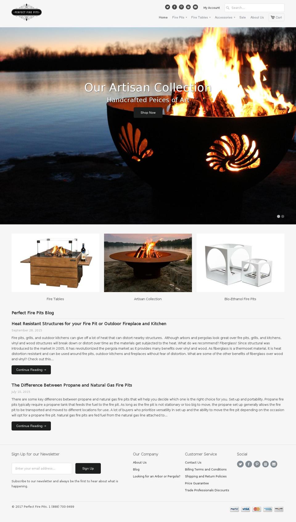 perfectfirepits.com shopify website screenshot