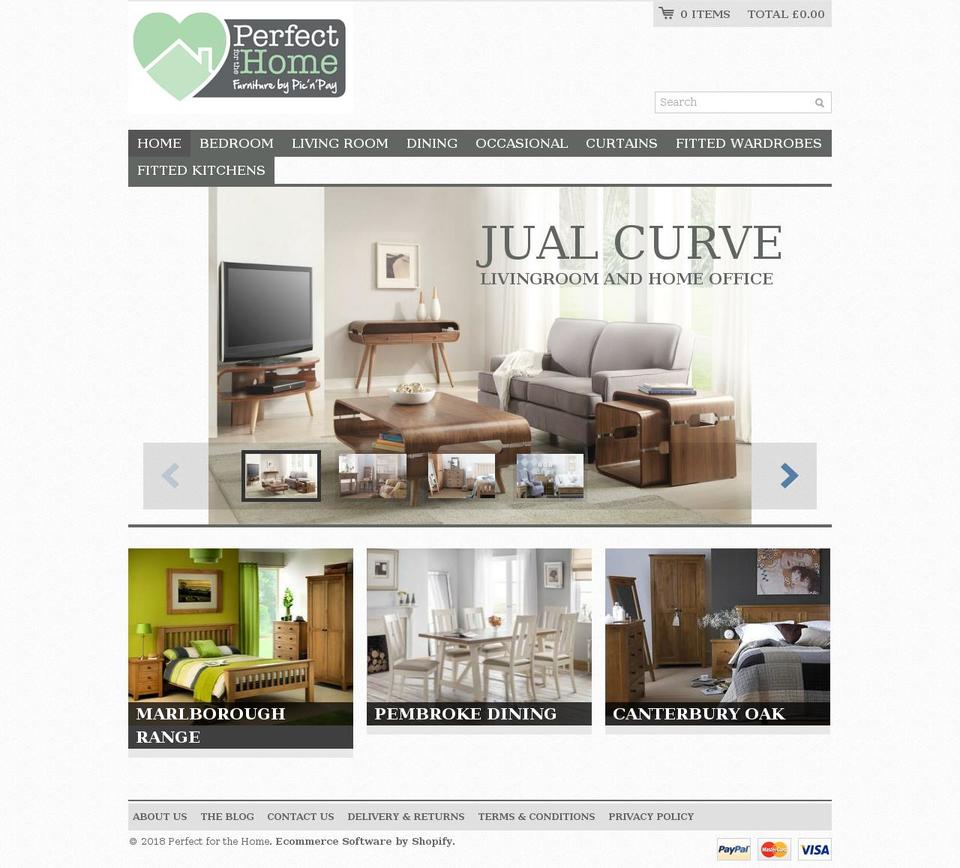 Clearflex Shopify theme site example perfectforthehome.co.uk