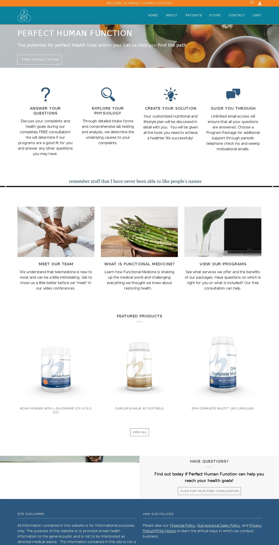 perfecthumanfunction.com — Shopify storefront screenshot