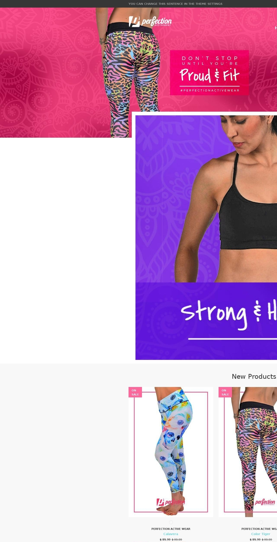 perfectionactivewear.com shopify website screenshot