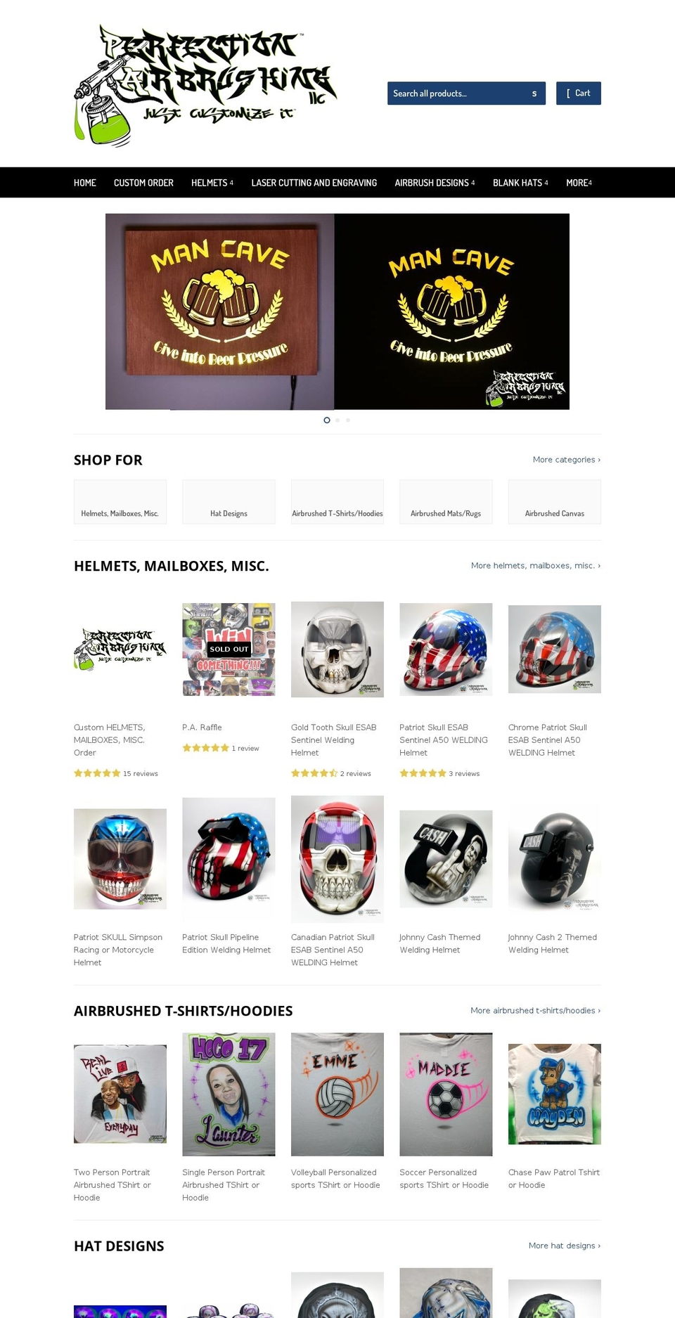perfectionairbrushing.com shopify website screenshot