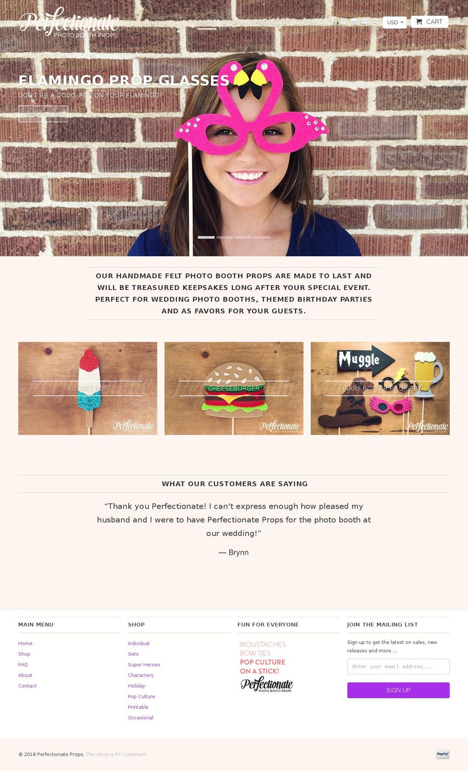 perfectionateprops.com — Shopify storefront screenshot