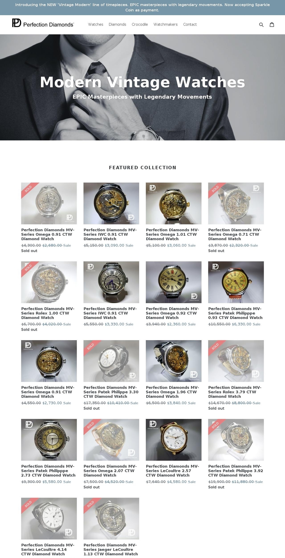 perfectiondiamonds.com — Shopify storefront screenshot