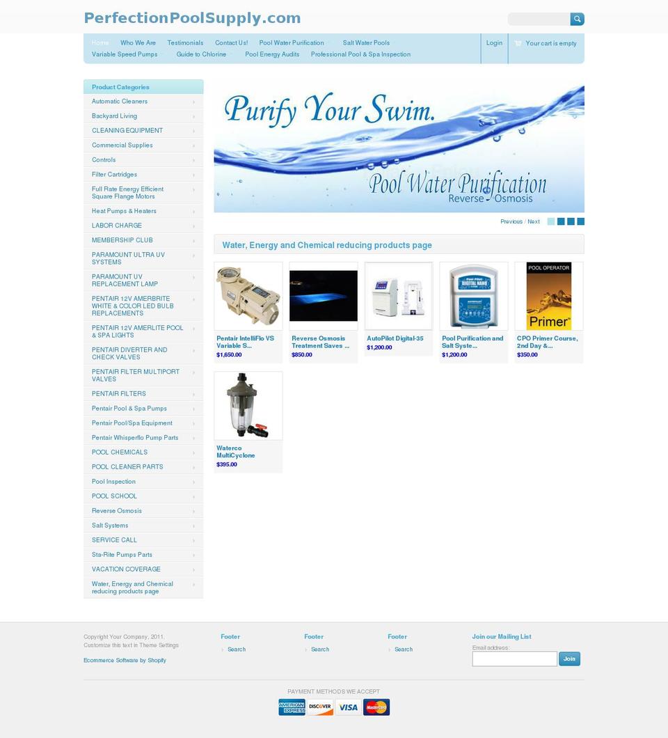 perfectionpoolsupply.com — Shopify storefront screenshot