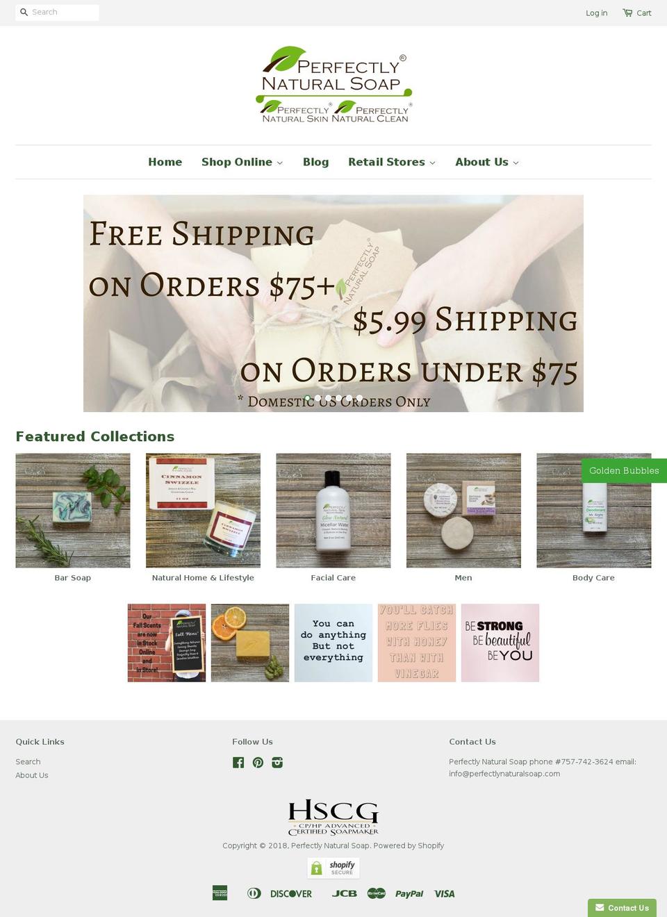 perfectly-natural-soaps.com shopify website screenshot