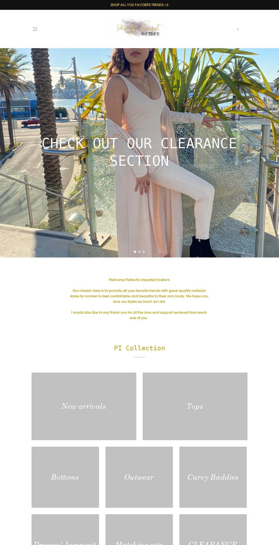 perfectlyimperfectbtq.com shopify website screenshot