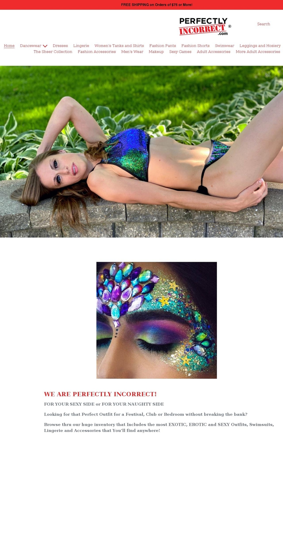 perfectlyincorrect.com shopify website screenshot