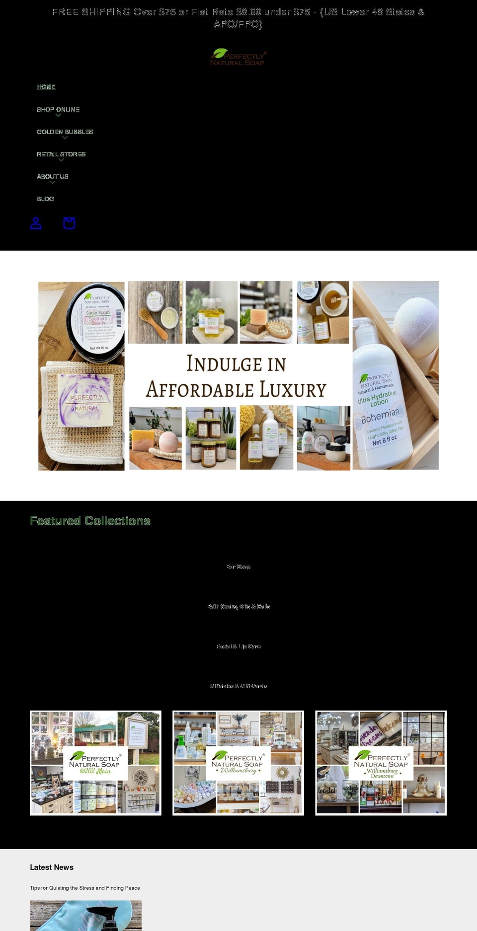 perfectlynaturalcosmetics.com — Shopify storefront screenshot