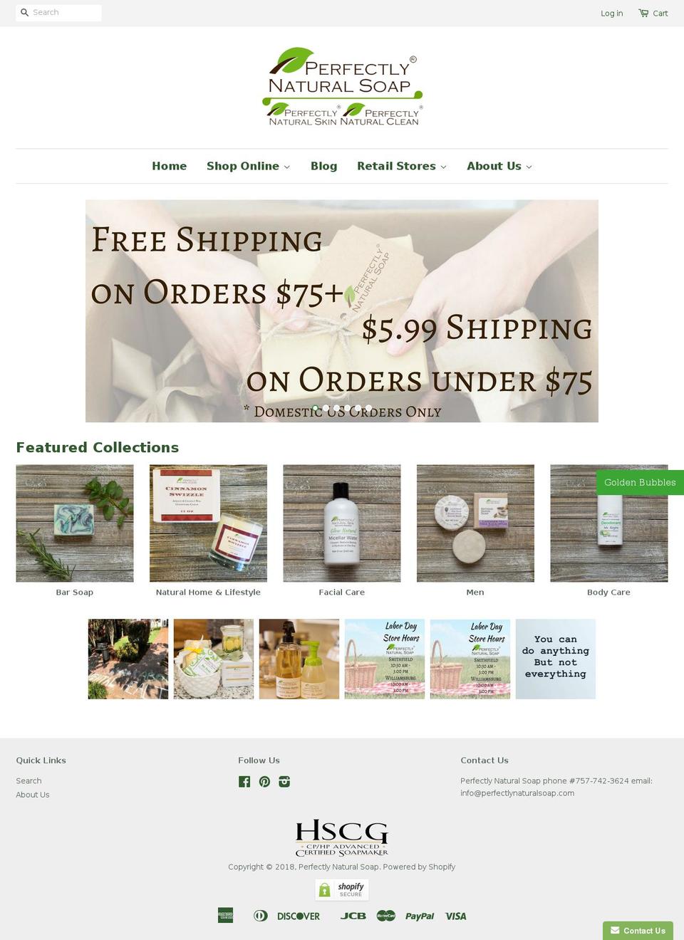 perfectlynaturalsoap.co shopify website screenshot