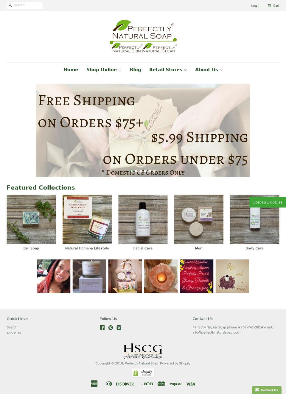 perfectlynaturalsoapery.com — Shopify storefront screenshot