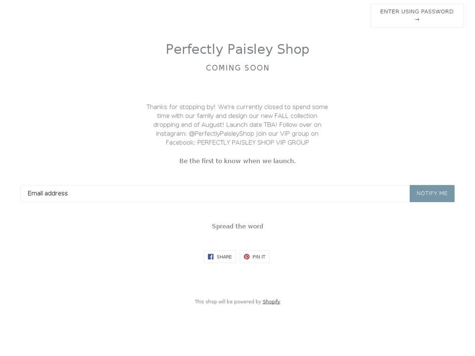 perfectlypaisleyshop.com shopify website screenshot