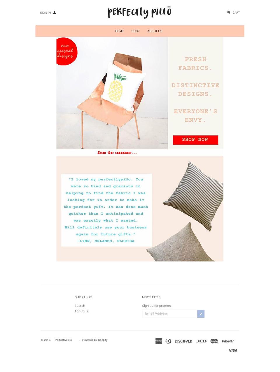 perfectlypillo.com — Shopify storefront screenshot