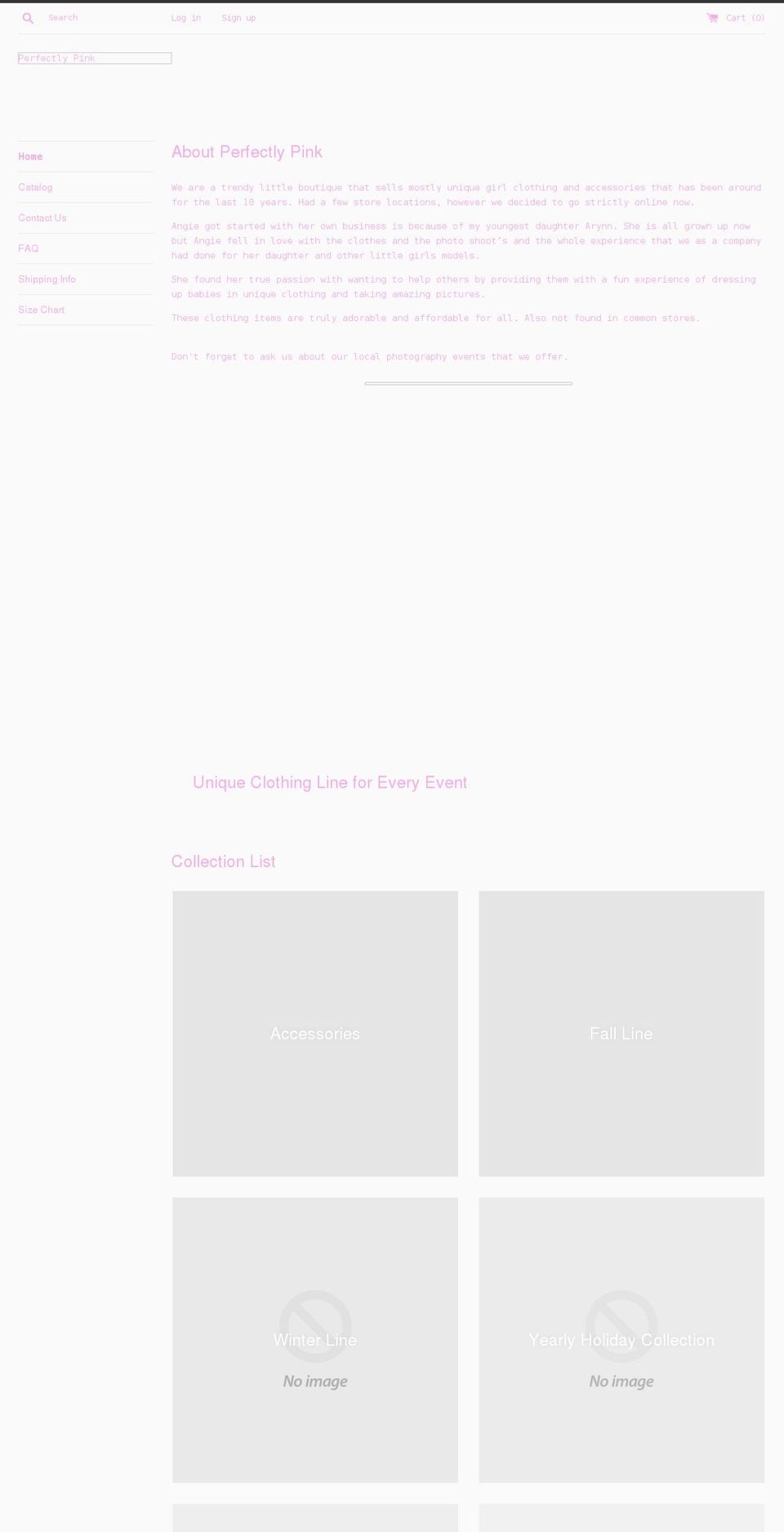 perfectlypinkboutique.com shopify website screenshot