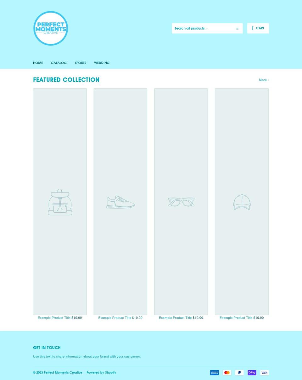 perfectmomentscreative.com shopify website screenshot