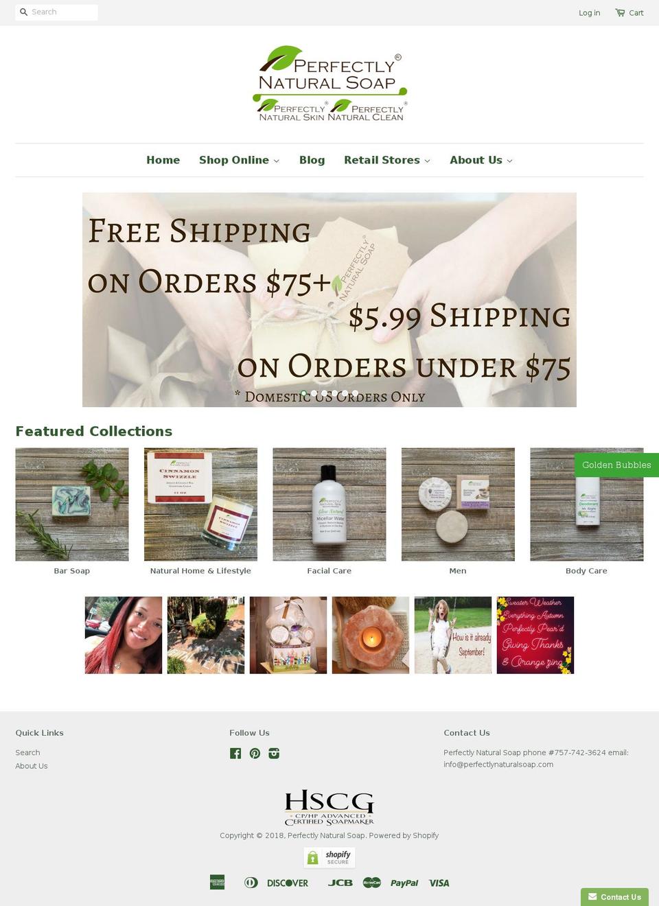 perfectnaturalsoap.com — Shopify storefront screenshot